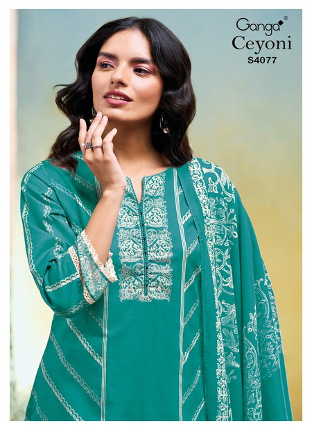 Ceyoni 4077 By Ganga Pashmina Dress Material Wholesale Shop In Surat